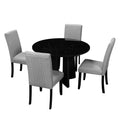 5 Piece Round Dining Table Set, 43 Inch Modern Dining Table And 4 Upholstered Chairs For Dining Room, Kitchen Room, Living Room, Easy Assembly Upholstered Chair Grey Black Dining Room American Design,Farmhouse,Mid Century Modern,Modern Round Round Fabric