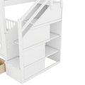 Twin Over Twin Bunk Bed With Changeable Table, Bunk Bed Turn Into Upper Bed And Down Desk White Twin White Solid Wood