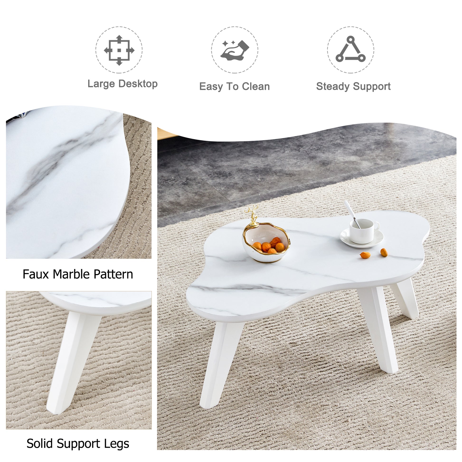 Modern Minimalist White Table Top. Cloud Shape Gives You A Experience, Computer Desk. The Game Table. Suitable For Dining And Living Rooms. White Mdf
