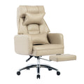 Swivel Ergonomic Office Chair, Technology Leather High Back Office Chair With Lumbar Support Headrest, Sedentary Comfortable Boss Chair, 155 Reclining Computer Chair Colorbeige Caster Wood Beige Office Foam American Design,American Traditional,European