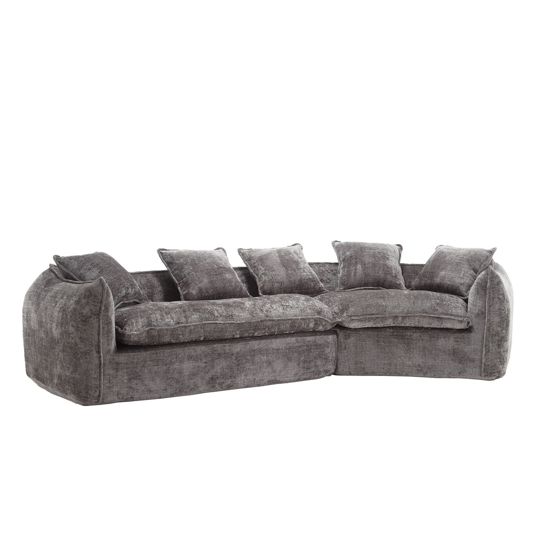 Modular Sectional Sofa, U Shaped Couch With Sofa For Five & Pillows, Modern Minimalist Chenille Fabric Large Comfy Cloud Sofas, Living Room Furniture Sets Gray Chenille 5 Seat