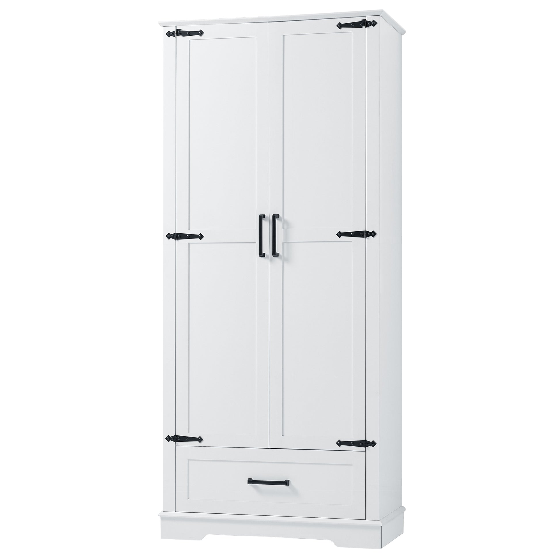 Tall Bathroom Storage Cabinet, Cabinet With Two Doors And One Drawer, Adjustable Shelf, Mdf Board, White White Mdf