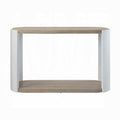 Oak And White High Gloss Sofa Table With Bottom Shelf Oak Primary Living Space Shelves Oval Mdf Sled