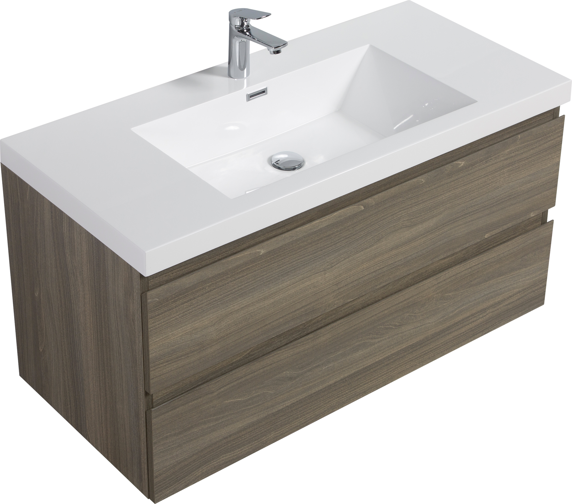 42" Floating Bathroom Vanity With Sink, Modern Wall Mounted Bathroom Storage Vanity Cabinet With Resin Top Basin And Soft Close Drawers, Ash Grey 24V11 42Ag 2 Grey Bathroom Wall Mounted Melamine