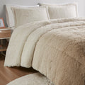 Ombre Shaggy Long Fur Comforter Mini Set Queen Natural Polyester