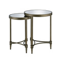 Aditya Nesting End Table, Mirror & Antique Brass Finish Lv02596 Antique Brass Metal