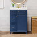 24 Inch Bathroom Vanity Cabinet With Ceramic Sink, 2 Drawers, 1 Door Blue Bathroom Solid Wood Mdf