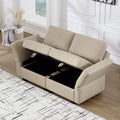 Contemporary Modern Chic Upholstered Fabric Sofa With Storage Seats And Storage Ottomans, 2 Seater Sofa Fabric Couch With Adjustable Arms And Backs For Living Room Beige Beige Polyester 2 Seat