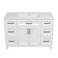 Solid Wood 48 Inch Bathroom Vanity With Single Sink Combo, Modern Vanity Cabinet With 2 Soft Closing Doors & 6 Full Extension Dovetail Drawers White 4 White 2 2 48 In & Above 32 To 35 In Soft Close Doors Bathroom Freestanding Luxury,Modern 20 25 Inches