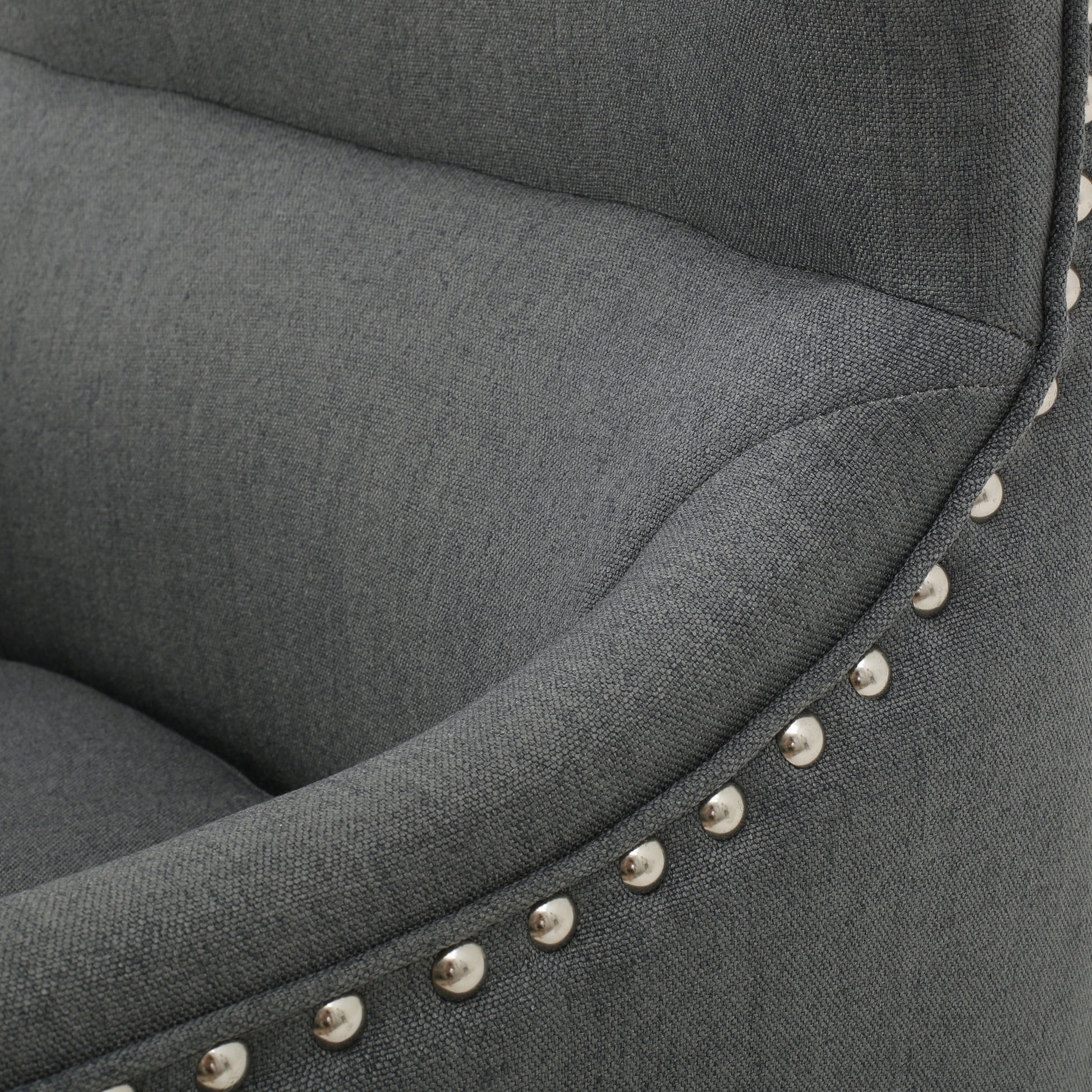 Hi Back Studded Chair,Arm Chair,Living Room, Study And Bedroom Grey Fabric