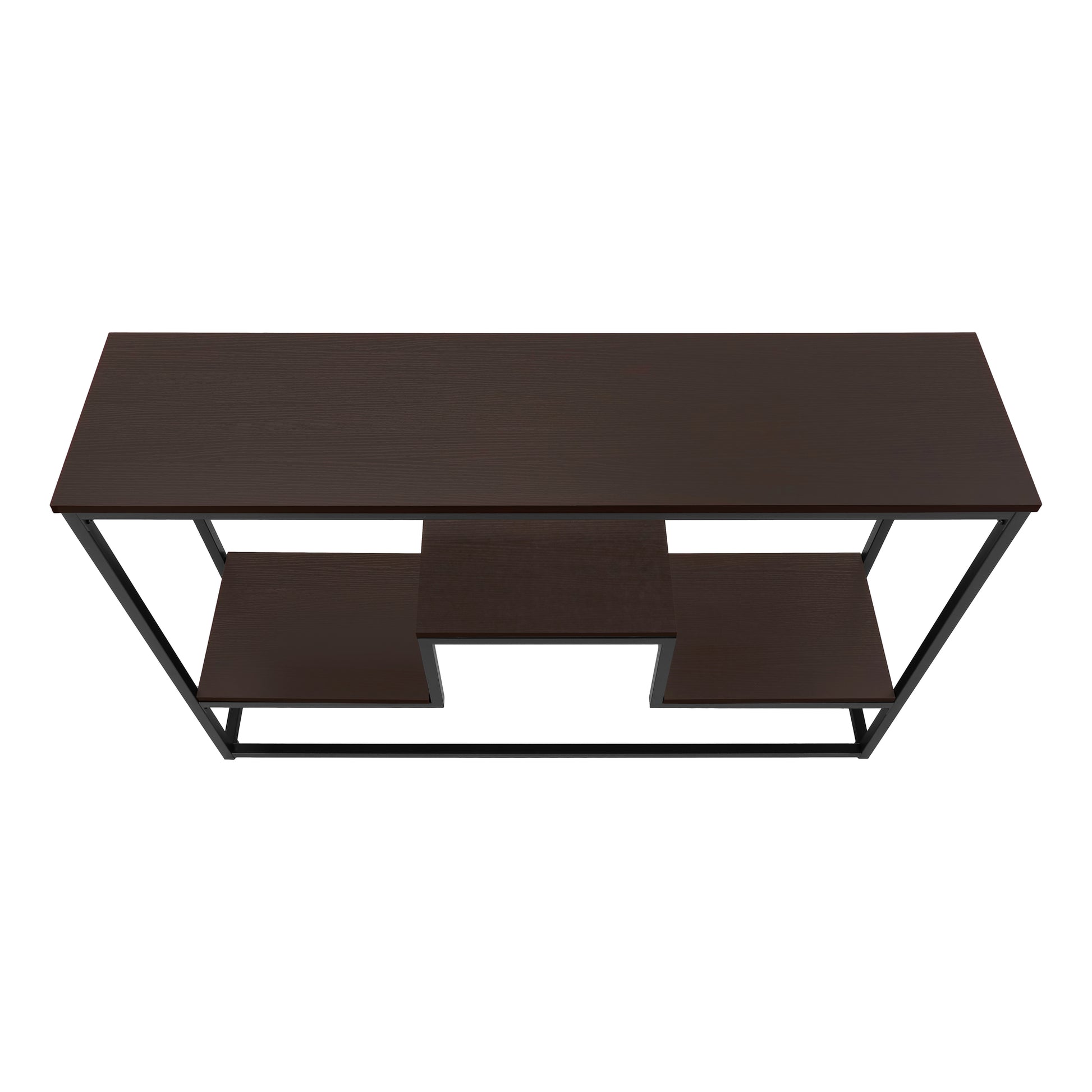 Accent Table, Console, Entryway, Narrow, Sofa, Living Room, Bedroom, Brown Laminate, Black Metal, Contemporary, Modern Espresso Metal