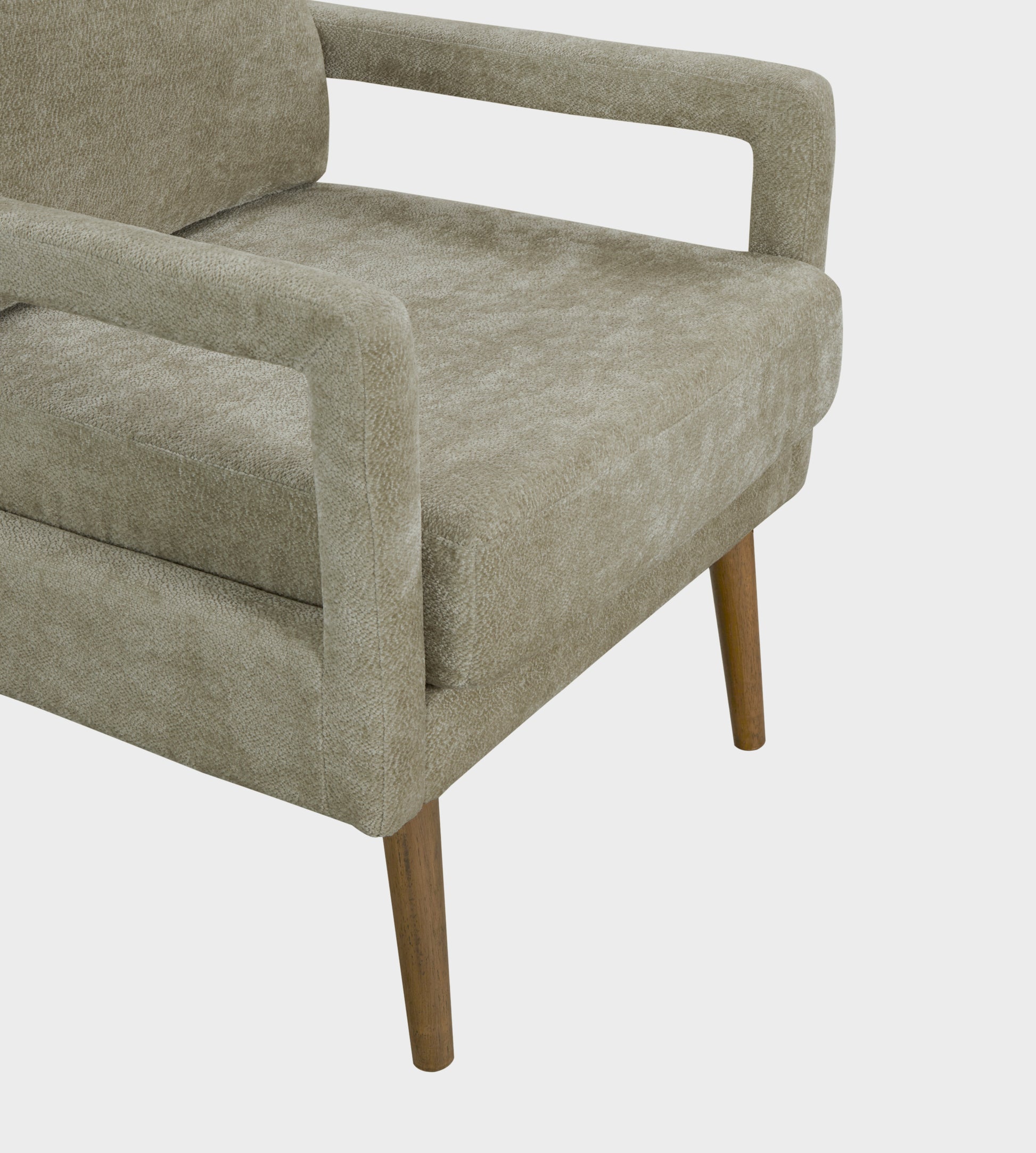 Mid Century Armchairaccent Chair With Chenille Armrest & Soft Cushion For Living Room, Bedroom, Home Office, Study, Light Grey Gray Foam Wood Fabric