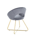 Modern Accent Velvet Chairs Set Of 2 Dining Chairs Single Sofa Comfy Upholstered Arm Chair Living Room Furniture Mid Century Leisure Lounge Chairs With Golden Metal Frame Legs Grey Velvet