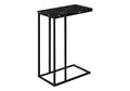 Accent Table, C Shaped, End, Side, Snack, Living Room, Bedroom, Black Marble Look Laminate, Black Metal, Contemporary, Modern Black Particle Board