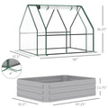 Outsunny 4' X 3' Galvanized Raised Garden Bed With Mini Pvc Greenhouse Cover, Outdoor Metal Planter Box With 2 Roll Up Windows For Growing Flowers, Fruits, Vegetables And Herbs, Clear Clear Pvc