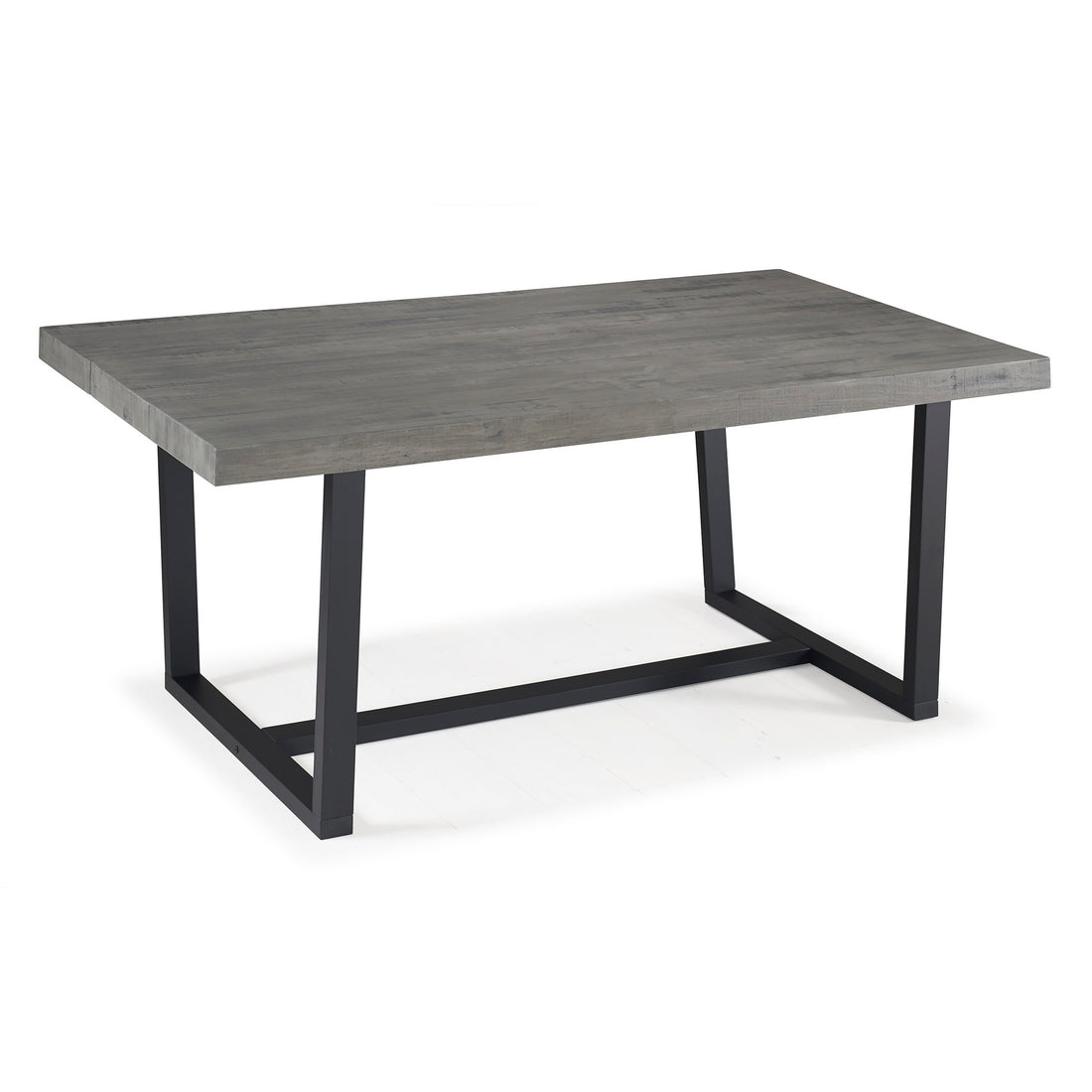 Modern Distressed Solid Wood And Metal Open Frame Dining Table Grey Gray Pine