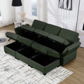 Modular Sectional Sofa Couch Bed With Storage 6 Seater, Sleeper Sofa Bed Couch With Reversible Chaise Ottomans, Adjustable Arms And Backs Green Green Polyester 3 Seat