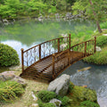 Outsunny 7' Metal Arch Garden Bridge With Safety Siderails, Decorative Arc Footbridge With Delicate Scrollwork 