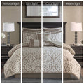 8 Piece Jacquard Comforter Set Tan Ivory Queen Queen Tan Ivory Polyester