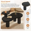 Easy Assembly Nesting Coffee Table Set Of 2, Cream Style Cloud Coffee Table With Round Small Side Table, Irregular Center Table With Thick Legs For Living Room, Black, 39.3''X 13.7'', 15.7'' Black