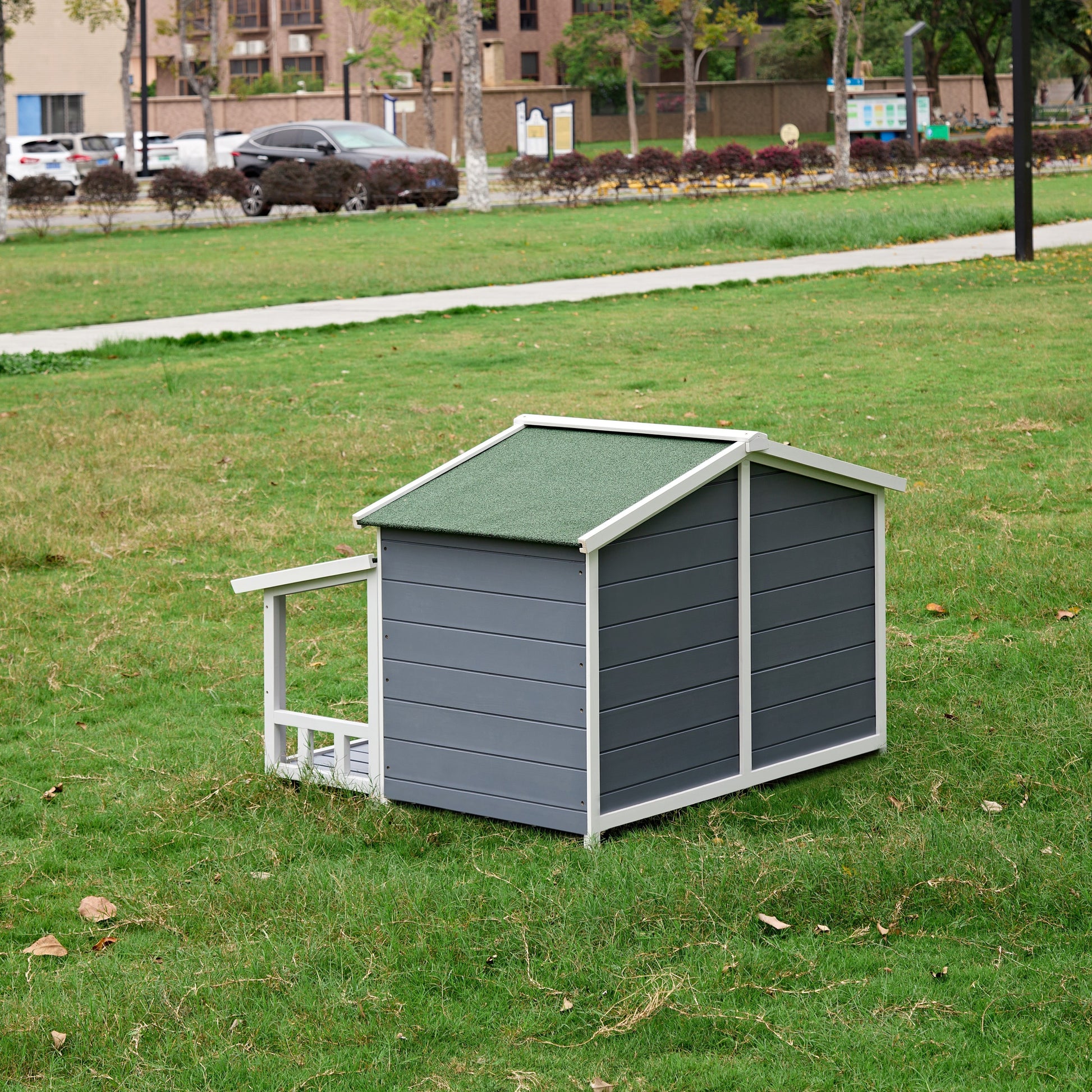 Dog House, Waterproof Dog Cage Kennel, Wooden Outdoor And Indoor Dog House, Log Cabin Style With Porch,Elevated Floor, 2 Doors, Pine Wood Blue Green Blue Pine