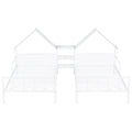 Metal Double Twin Size Platform Bed With House Shaped Headboard And A Built In Nightstand, White Box Spring Not Required Twin White Metal Metal