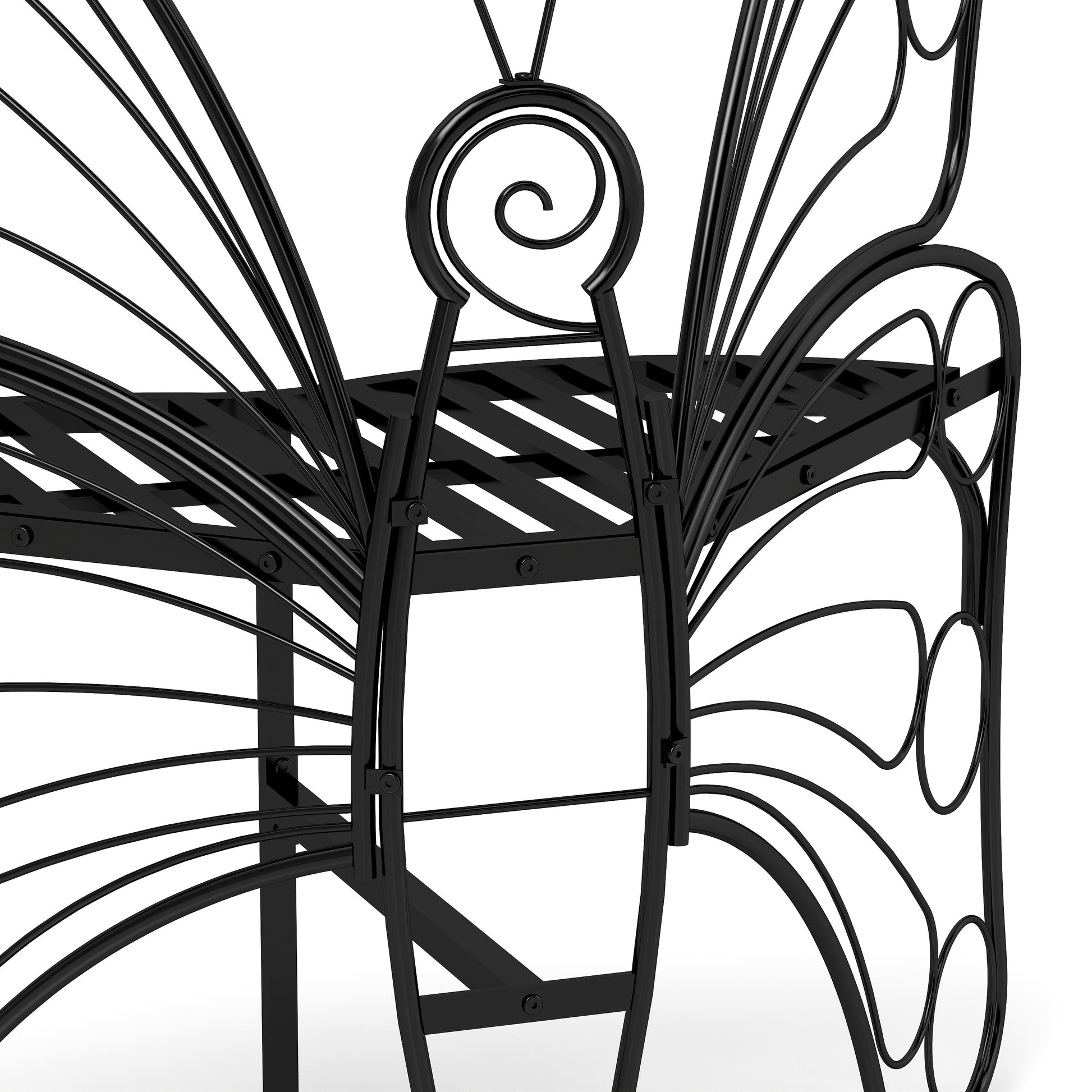 Modern Butterfly Cast Metal Garden Bench, Outdoor Bench Patio Seat, Park Bench Outdoor Seating For Garden, Yard, Park, Entryway Black Garden & Outdoor Metal
