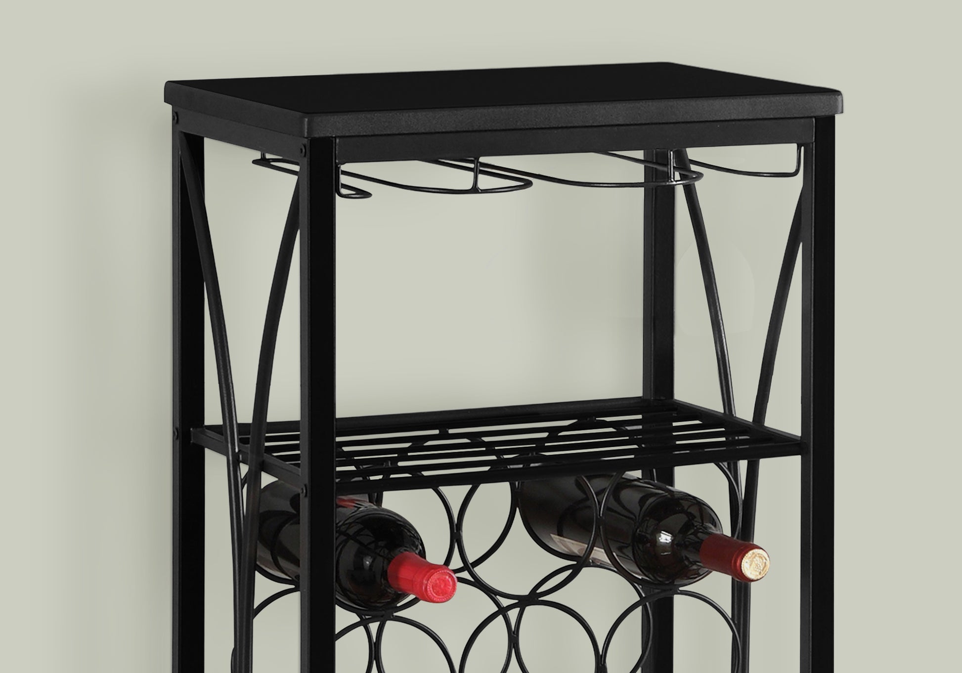 Home Bar, Wine Rack, Black Metal, Transitional Black Metal