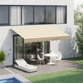 Outsunny 10' X 8' Retractable Awning, Patio Awnings, Sunshade Shelter W Manual Crank Handle, Uv & Water Resistant Fabric And Aluminum Frame For Deck, Balcony, Yard, Beige Beige Aluminum