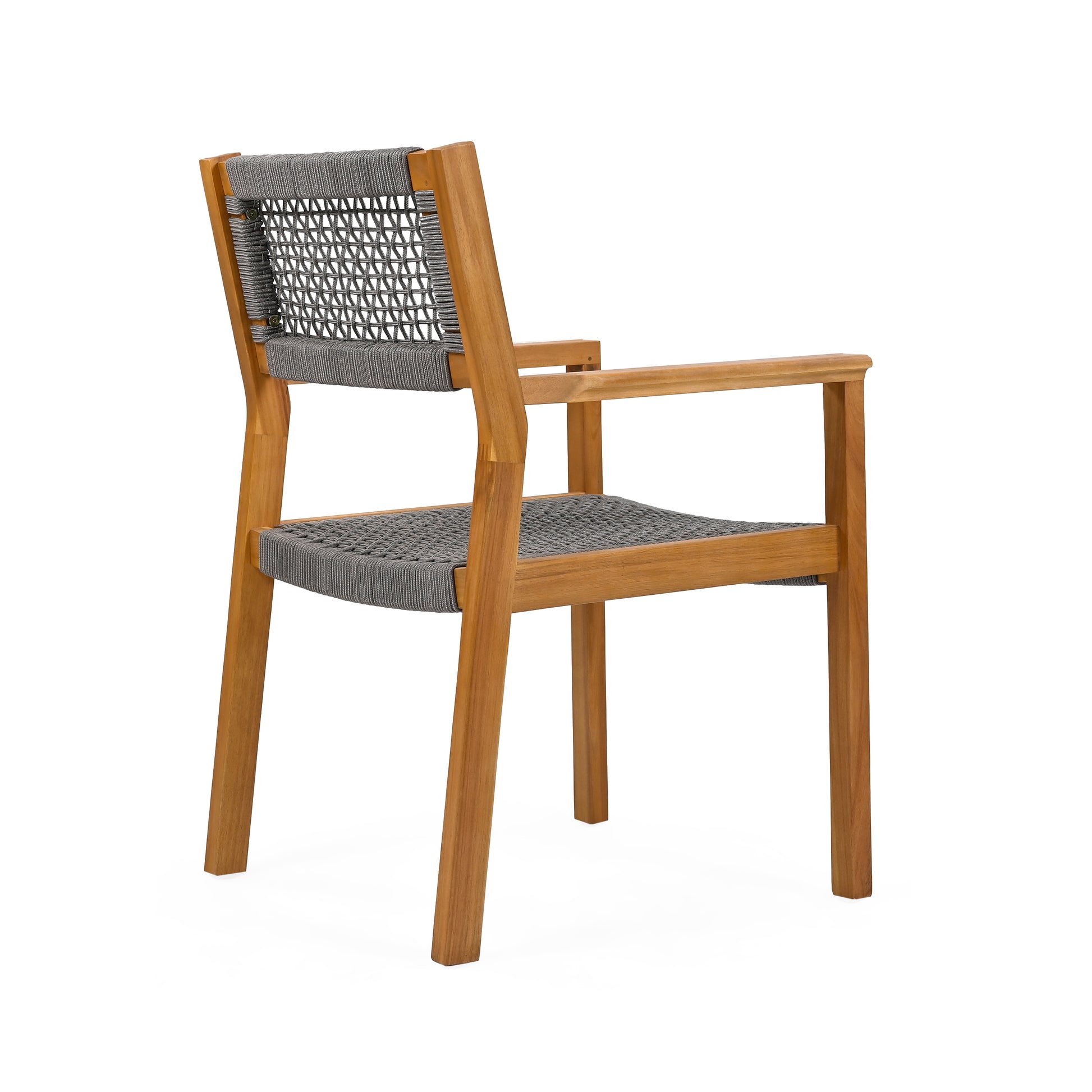 Braided Dining Chair Dark Grey Dark Grey,Teak Acacia Wood,Rope