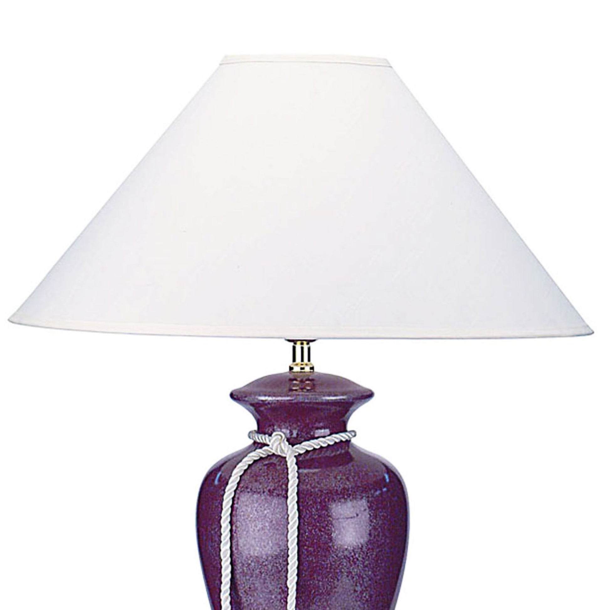 35" Tall Ceramic Table Lamp, Curved Design With Burdy Finish, Linen Shade Multicolor Ceramic