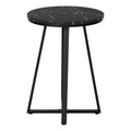 Accent Table, Side, Round, End, Nightstand, Lamp, Living Room, Bedroom, Black Marble Look Laminate, Black Metal, Contemporary, Modern Black Metal