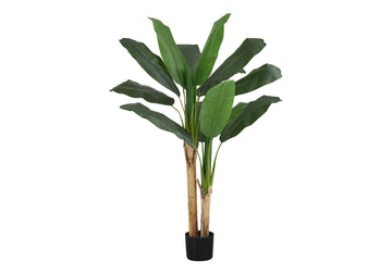 Artificial Plant, 55" Tall, Banana Tree, Indoor, Faux, Fake, Floor, Greenery, Potted, Real Touch, Decorative, Green Leaves, Black Pot Green Plastic