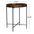 Round End Table Natural Wood