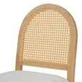 4 Retro Upholstered Chairs With Rattan Backrests For Dining Room And Kitchen Natural Wood Wash Natural Wood Wash Rubber Wood