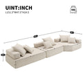 Oversized Modular Sectional Sofa,Luxury Boucle Floor Couch Set,Convertible Sleeper Couch,Spacious Foam Filled Sofa Bed For Living Room,3 Pc Free Combination,2 Colors Beige Boucle 5 Seat