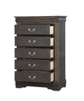 Dark Grey 5 Drawer Chest With Metal Handles Dark Grey Bedroom Particle Board Mdf