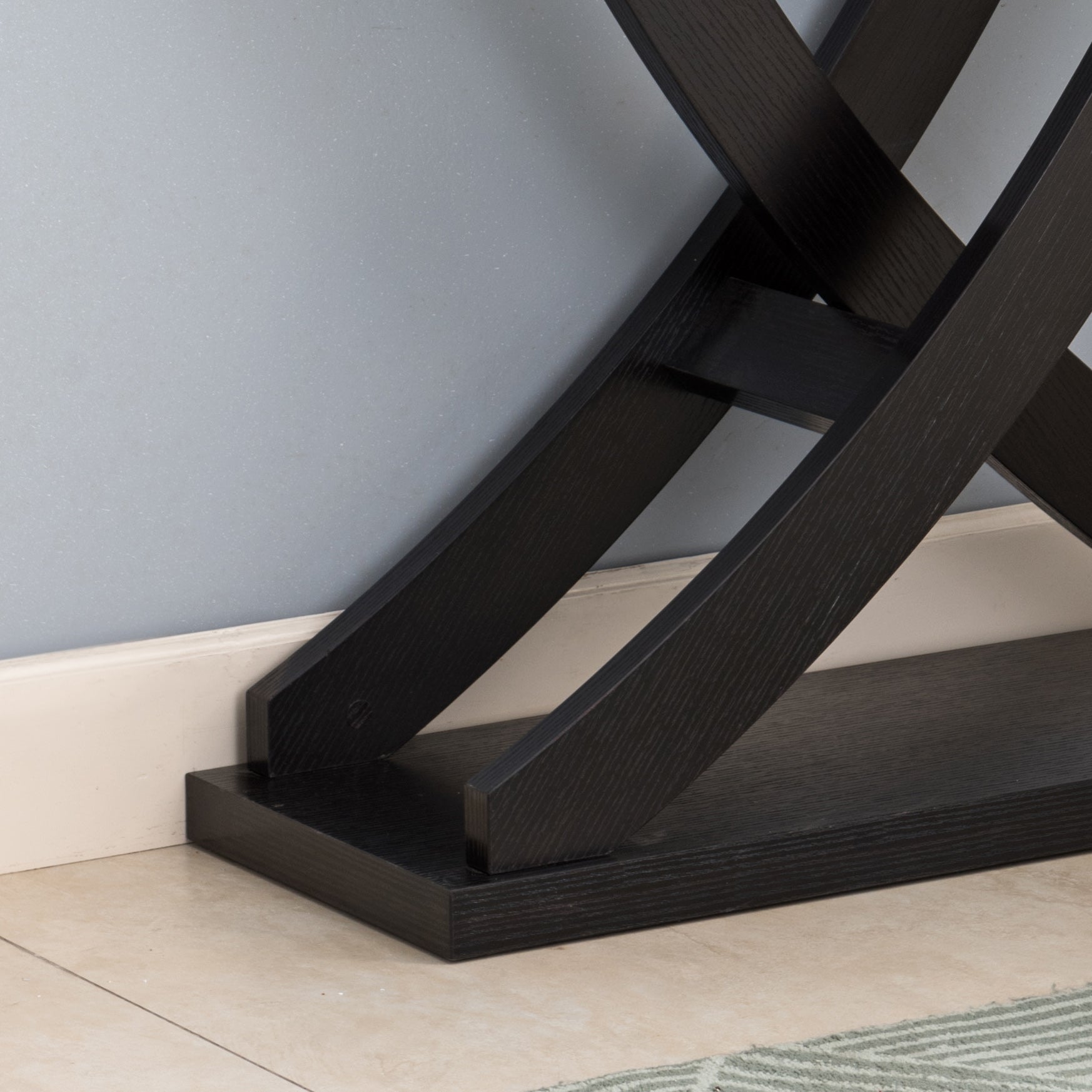 Elegant Red Cocoa Console Table With Curved Intersecting Legs And Spacious Top Dark Brown Mdf