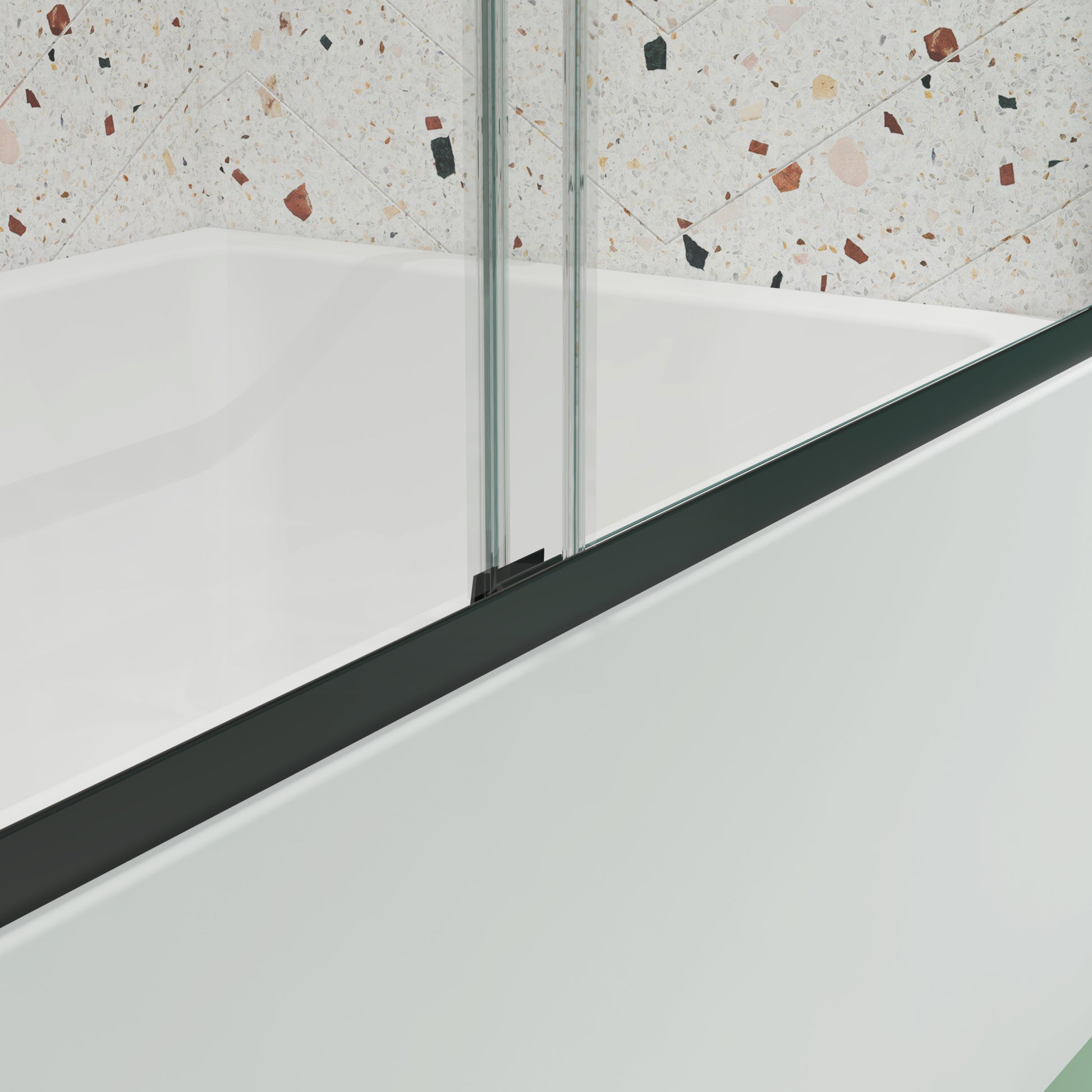 Bypass Shower Door, Sliding Door, With 1 4" Tempered Glass And Matted Black Finish Matte Black Bathroom Aluminium Alloy