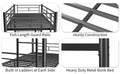 Heavy Duty Sturdy Meta Twin Over Twin Bunk Bed L Noise Reduced Safety Guardrail No Box Spring Needed,Black Twin Black Metal