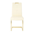 Modern Light Yellow Pu Dining Chair Living Room Chair Upholstered Chair, Gold Metal Chair Leg Design, Kitchen, Living Room, Bedroom, Dining Room Side Chair Set Of 4 Light Yellow Metal