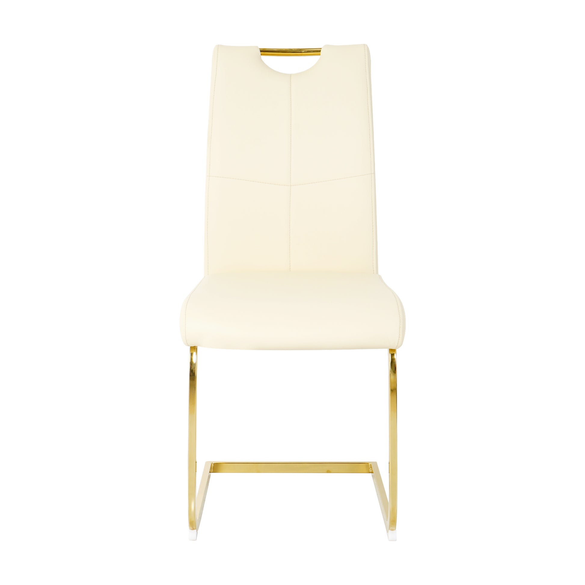 Modern Light Yellow Pu Dining Chair Living Room Chair Upholstered Chair, Gold Metal Chair Leg Design, Kitchen, Living Room, Bedroom, Dining Room Side Chair Set Of 4 Light Yellow Metal