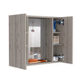 Draco Medicine Cabinet, Mirror, Double Door, One External Shelf Beige 2 1 Bathroom Wall Mounted Modern Mdf Engineered Wood