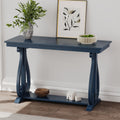 48 Inch Rustic Vintage Console Tablefarmhouse Style Entryway Table With Open Shelf And Sturdy Construction For Entryway And Living Room Navy Navy Distressed Finish Primary Living Space Antique,Rustic,Vintage Open Storage Console Tables Brushed