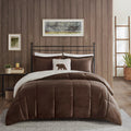 Plush To Sherpa Down Alternative Comforter Set King Brown Ivory Polyester