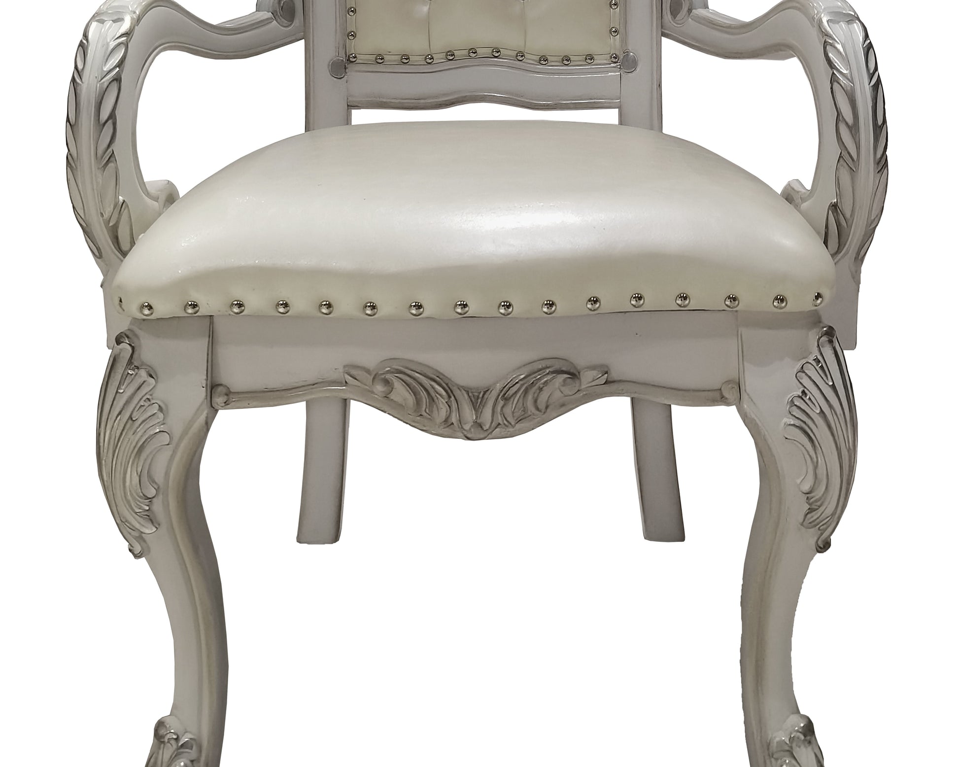 Ivory And Bone White Tufted Arm Chair Set Of 2 Solid Ivory White Dining Room Arm Chair Tufted Back Set Of 2 Faux Leather