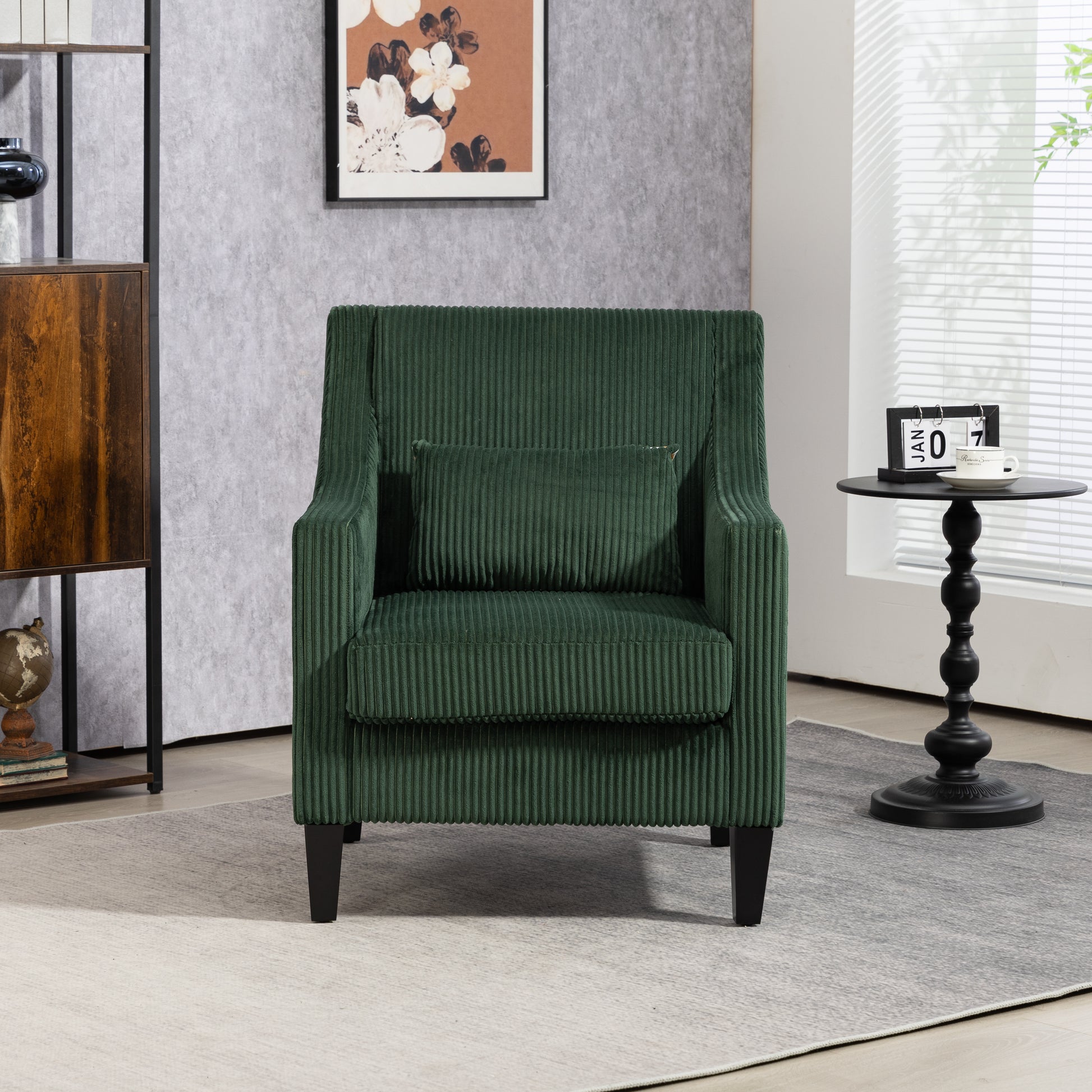 Coolmore Modern Accent Chair,Upholstered Armchair With Scooped Arms For Bedroom,Apartment,Studio,Office,Waiting Room Emerald Corduroy Emerald Foam Corduroy
