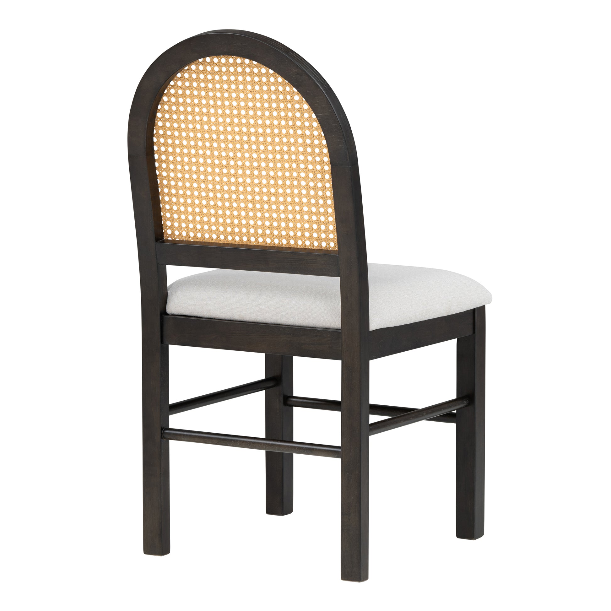 4 Retro Upholstered Chairs With Rattan Backrests For Dining Room And Kitchen Espresso Espresso Rubber Wood