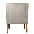 Velvet Fabric Upholstered Wooden Accent Chair With Swooping Armrests, Gray And Brown Light Gray Wood Fabric