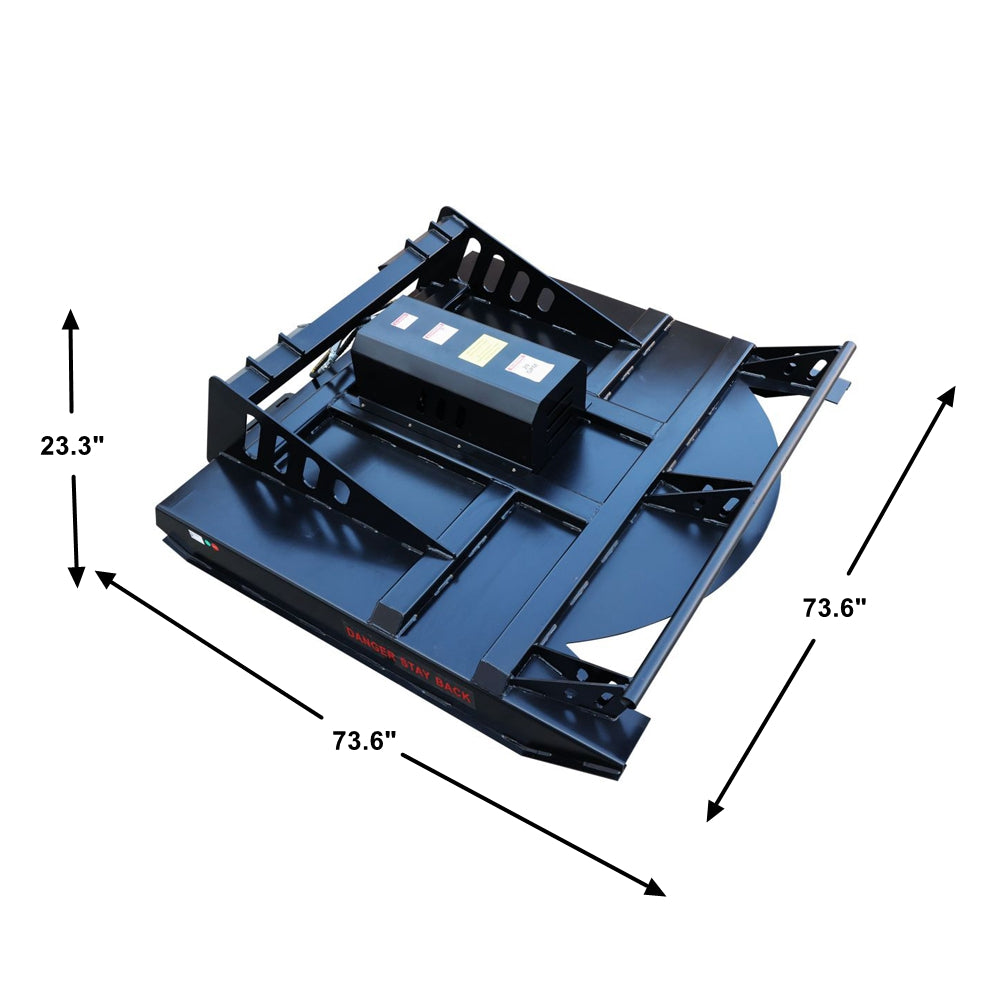 72" Skid Steer Hydraulic Heavy Duty Brush Mower Cutter Attachments Black Metal